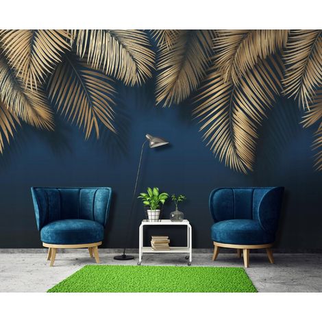 Fototapete Blätter Hängend Glamour, für Wohnzimmer und Schlafzimmer, 150 x 105 cm – Komplettset inkl. Kleister & Anleitung (1/5)