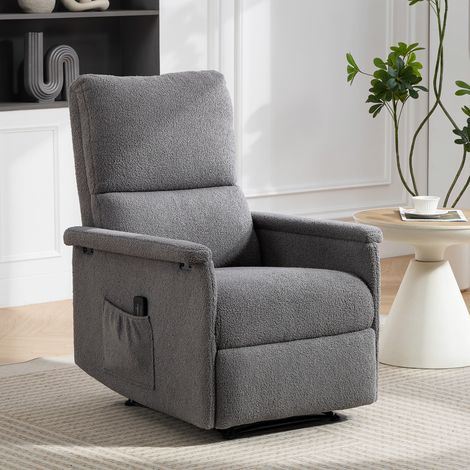 Sillón reclinable de masaje, sillón de relajación, respaldo ajustable, asiento ancho, reposapiés, 69x84x99cm, gris