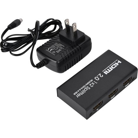 Répartiteur HDMI 1x2, amplificateur 4K multifonction, distributeur de signal HDMI 2.0 (110-240V US) (1/5)