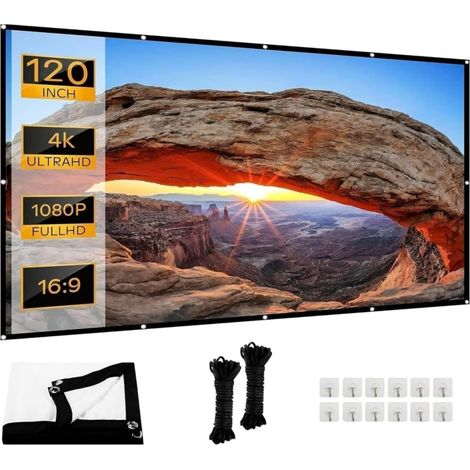 Écran de Projection Portable épais et Anti-Rides, écran de Projection Pliable HD 16:9 pour Home cinéma, Bureau et Camping (120 Pouces) (1/5)
