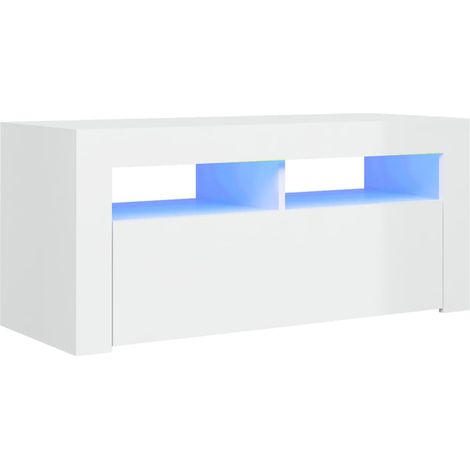 Mobile TV multimediale scaffale per televisione televisione buffet sala da pranzo soggiorno camera da letto con luci LED luminose 90 x 35 x 40 cm bianco 020026661
