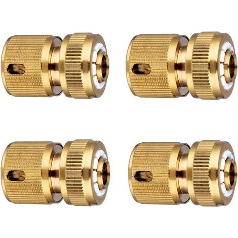 CSPARKV Laiton Raccord d'arrosage Rapides pour Tuyau, Raccord d'Arrosage 13 mm (1/2'') et 15 mm (5/8") - Pack de 4 (1/4)