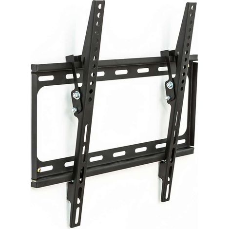 Tectake – Support mural TV inclinable 26'-75' – VESA 50x50 à 400x400 – Charge max. 100kg – Acier noir ultra-plat 2,7cm (1/4)