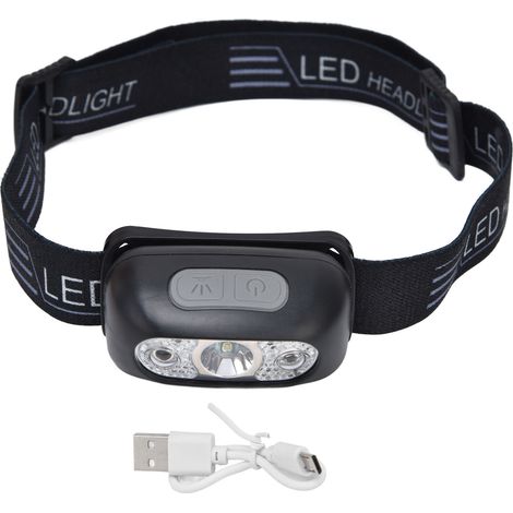Lampe frontale LED rechargeable USB, étanche, détecteur de mouvement, angle réglable, lampe torche portable multifonction (1/5)
