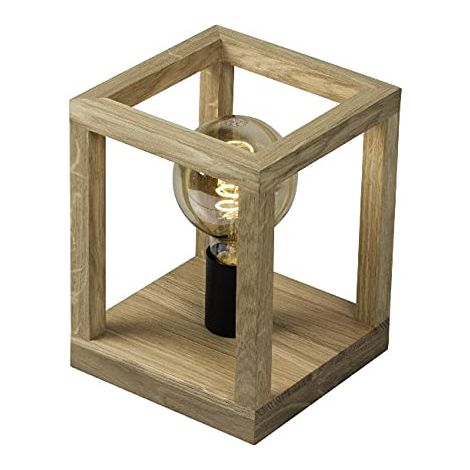 Lampe de Bureau Cubos III - Bureau, Table de Chevet - Bois, Noir, Métal, Bois 25 X 20 X 20 (1/5)