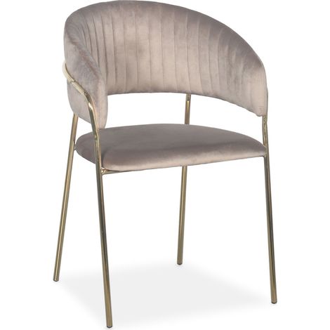 Lot de 8 chaises Tabata Métal Or et Velours Taupe
