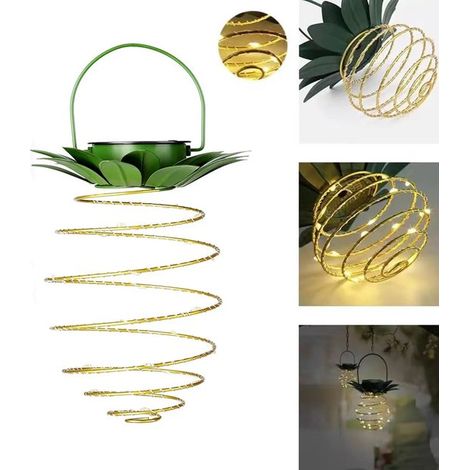 Lámparas de araña solares con forma de piña de 30 LED, Luz cálida, Cable de hierro y cobre, Para iluminación de jardines y paisajes (1/4)