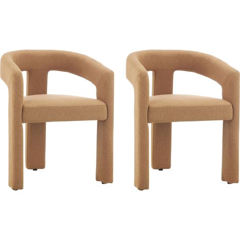 Lot de 2 chaises 60x53x76 cm en tissu camel (1/5)