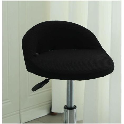 Housse de Tabouret Ronde Pivotant de Bar avec Petit Dossier Lune Modernes Irrégulière Couvre Tabouret Haute Bar Cuisine Scandinave Couverture Housse Chaise Salle Manger,Noir (1/5)