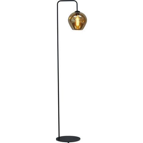 Lampadaire noir Quinto avec verre fumé - 1262-05-05-3