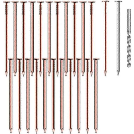 Lot de 25 clous en cuivre pour l'élimination des souches, clous en cuivre pur de 3,5 pouces en vrac, pointes de quincaillerie pour l'élimination des souches (1/5)
