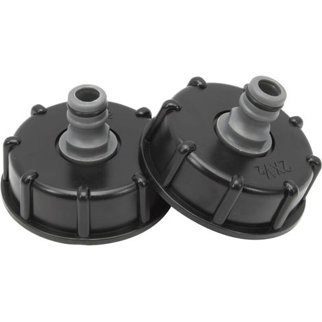 tapas para tanque IBC S60x6 de 1000 l, conector de boquilla de 60 mm de diámetro para válvula de tonelada y conexión para manguera de jardín de 1/2".