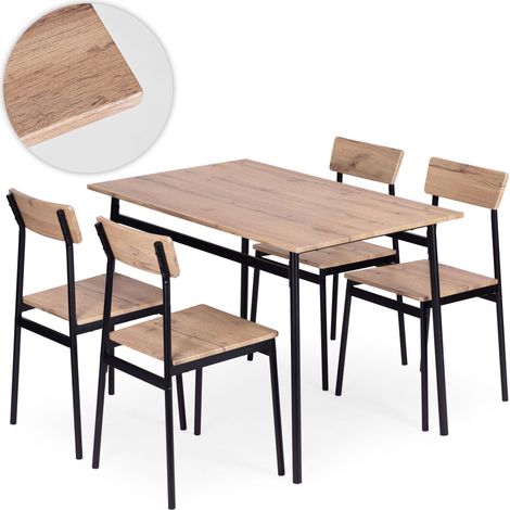 Set tavolo da pranzo con 4 sedie mdf e acciaio 228600840 228600840 228600840 (1/5)