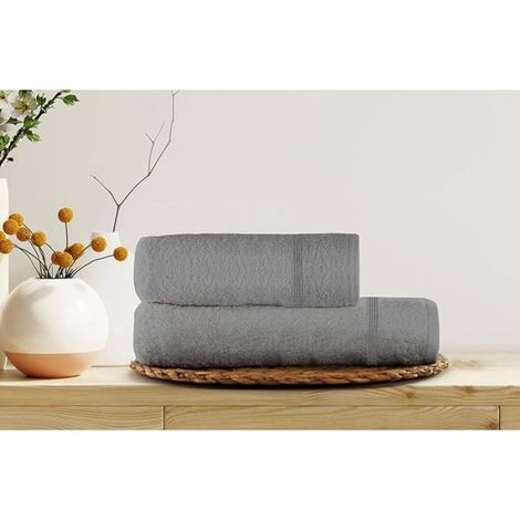 Serviettes de Bain Gris - 2 Serviettes de Bain + Serviette Visage + Bidet (Viso 60x100 + Bidet 40x60) SERVIETTE DE BAIN (1/4)