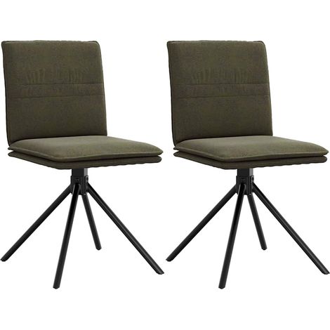vidaXL Silla de comedor cuero gamuza verde militar (1/5)