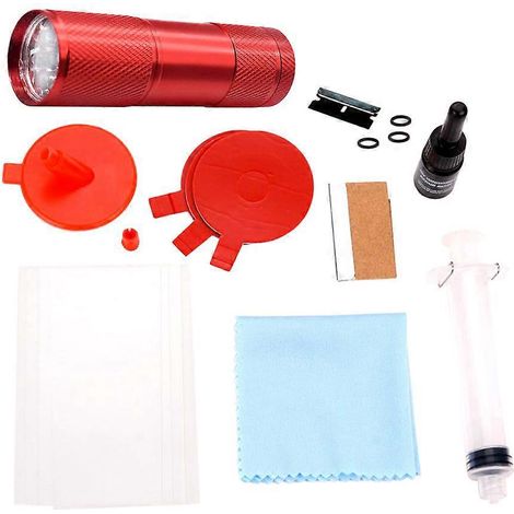 Kit de réparation de pare-brise avec outils pour réparer les rayures et les fissures, et pour le polissage. Comprend une lampe de réparation.-5X5cm
