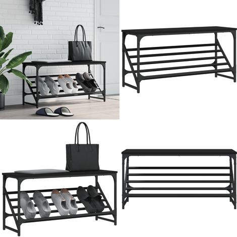 Schuhregal Schwarz 90x30x45 cm Holzwerkstoff - Schuhschrank - Schuhregal - Garderobe - Einbauschrank - Schuhanlage - Home & Living (1/5)