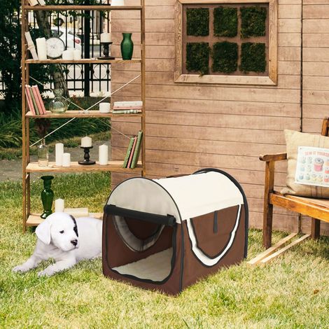 PawHut Hunde- und Katzentransporttasche, faltbare Haustierbox, fürs Auto geeignet, atmungsaktiv, komfortabel mit herausnehmbarem Kissen, 46 x 36 x 41 cm