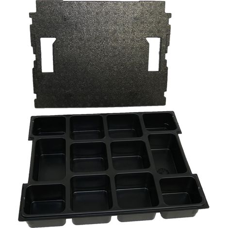 BS Systems, plateau pour petites pièces 12 compartiments avec couvercle pour L-Boxx 102