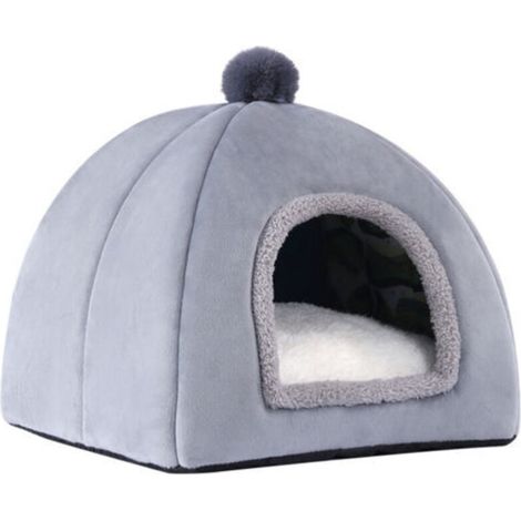 ALLIANDISPanier pour chat, tente universelle pour animaux de compagnie, panier d'intérieur confortable et épais, tapis de couchage en coton chaud, canapé gris pour animaux de compagnie, 25 cm de haute (1/4)