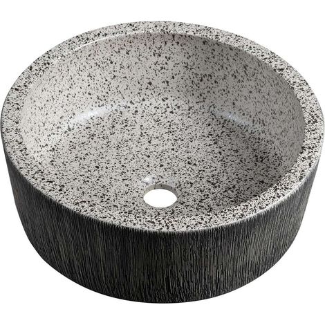 Sapho Priori - Aufsatzwaschbecken, Durchmesser 41 cm, ohne Überlauf, grau PI035 (1/5)