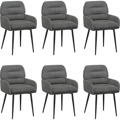 vidaXL Sillas de comedor 6 uds. Terciopelo Gris oscuro (1/2)