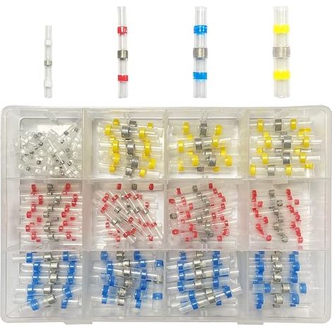 200pcs connecteur d'extrémité de fil soudé isolé, 4 tailles 26 - 10 AWG avec manchon thermorétractable, bornes de câblage électrique pour motos automobiles (1/5)