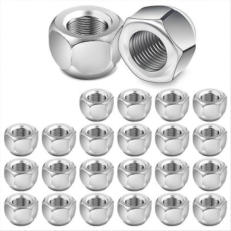 24 Écrous de Roue de Remorque 1/2-20, Lot de 24, Acier, Filetage Standard, Fixation pour Essieux de Caravane, 13/16" Hexagonal, Noir (1/5)