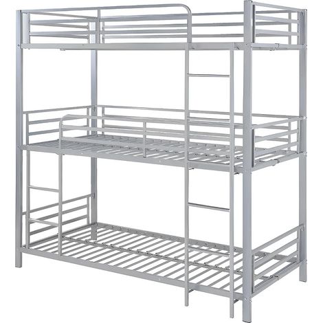 Letto a castello triplo 3 x 90 x 190 cm Metallo Argento - ELOUAN III (1/4)