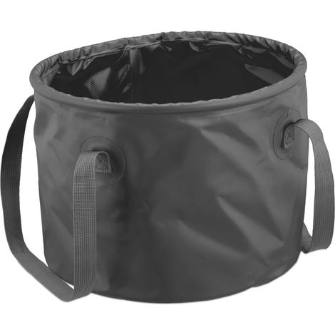 Relaxdays Falteimer Camping, 15l, zusammenfaltbar, Campingeimer mit Henkeln, HBT: 23x31x31 cm, outdoor, PVC, grau