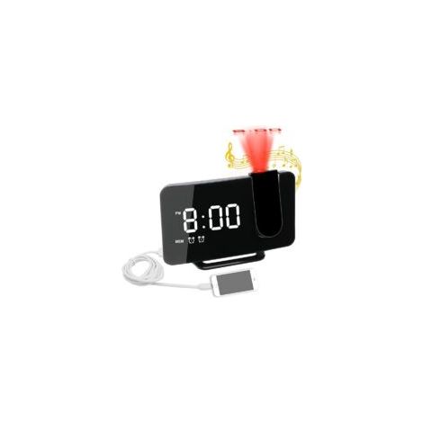 Réveil numérique avec chargeur USB et projection au plafond, double alarme sonore, idéal pour les gros dormeurs, adultes et seniors. (1/5)