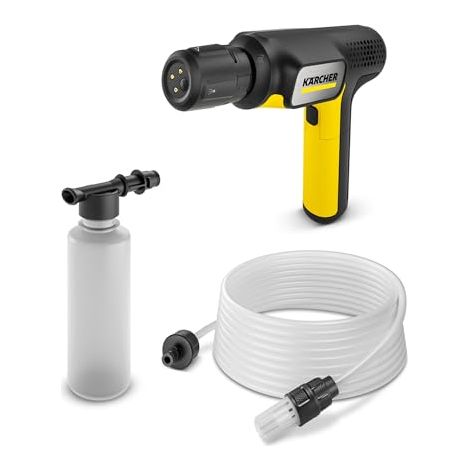Kärcher Limpiadora Manual portátil OC Handheld Compact, Amarillo, Batería Iones de Litio, presión 15 Bar, 0.8 kg, Manguera 5 m, detergente, Multi Jet 4 en 1, Cargador Cable USB
