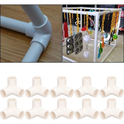 25-mm-PVC-Dreikant-T-Stück für Wasserzu- und Abwasserrohrverbindungen, geeignet für Möbel, Gewächshausrohre und Zeltverbindungen. Weiß. (1/5)