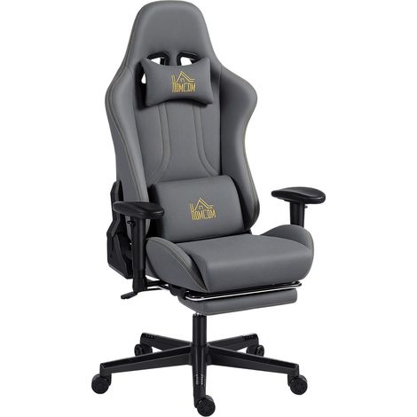 Ergonomischer Gaming-Stuhl, 3D-Armlehnen, verstellbar, Grau