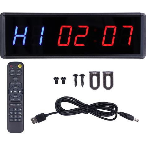 Digitale Wanduhr 1,5 Zoll, Kalender und Temperaturanzeige, LED-Glas-Uhr mit EU-Stecker für Zuhause, Klassenzimmer, Schlafzimmer, Büro