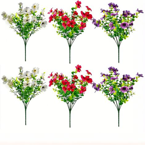 Set mit 6 realistischen künstlichen Blumensträußen für Balkon oder Pflanzgefäße. Frühlingshafte Kunstblumen, widerstandsfähig gegen... (1/5)