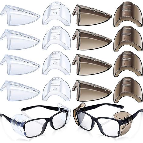 8 Paires Lunettes de Protection Latérale Transparentes Flexibles Anti-dérapantes avec Écran de Protection (1/5)