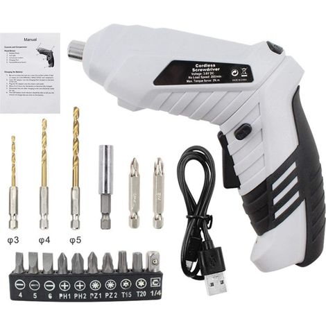 Vtizikl Mini tournevis sans fil électrique sans fil, kit de tournevis électrique avec lumière LED, batterie rechargeable conçue (1/5)