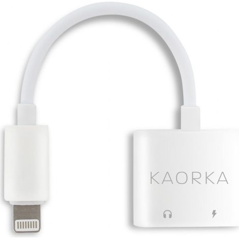 Adaptateur 2 en 1 lightning + jack 3,5 mm pour iPhone iPad - blanc (1/5)