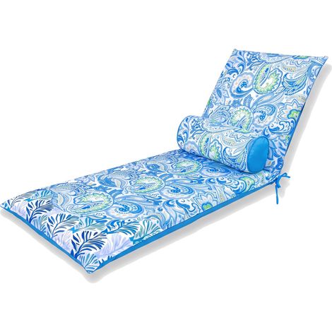 Matelas Transat 195x60 Motif Arabesque + Traversin - Anti-UV & Déperlant