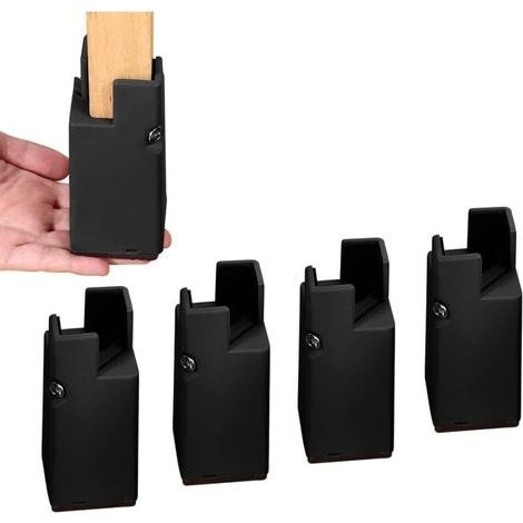 Noir - Elévateur de lit et de meuble ajustable avec clips à vis, élévateur de table de canapé et de chaise de 4" pour usage intensif, convient aux pieds de chaise de 0,8" à 1,6". (1/4)