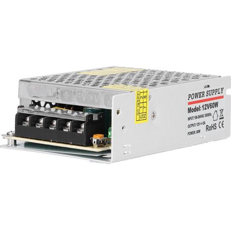 Alimentation 60W 5A 220V/12V pour bande LED et caméra de surveillance