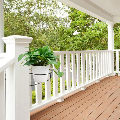 Lot de 3 supports de plantes en métal à suspendre, support de jardinière sur rambarde pour balcon extérieur, clôture, terrasse, porche, support en fer amovible pour petites plantes (1/5)