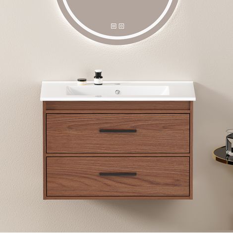 Mobile bagno 76 x 46 x 52 cm con 2 cassetti, marrone rossiccio HAVRYA (1/5)