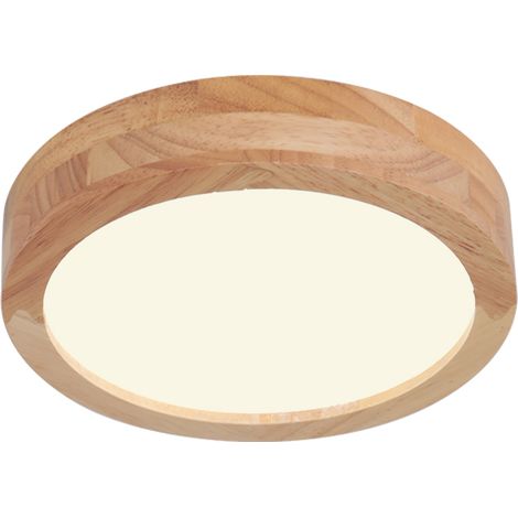 Lampe De Plafond Led Modernes Luminaire Plafonnier D'Intérieur Ronds 20CM Plafonnier En Bois Pour Couloir, Cuisine, Salon, Blanc Chaud