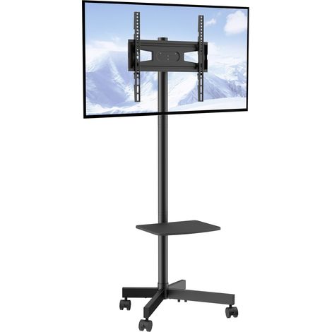 Support TV sur Pied Universel pour Télévisions de 58,4 à 152,4 cm Chariot TV Hauteur Réglable à 3 Niveaux 143-154 cm Meuble TV Mobile Charge 40 kg Double Plateau Max VESA 400x400 mm Maison Bureau (1/5)