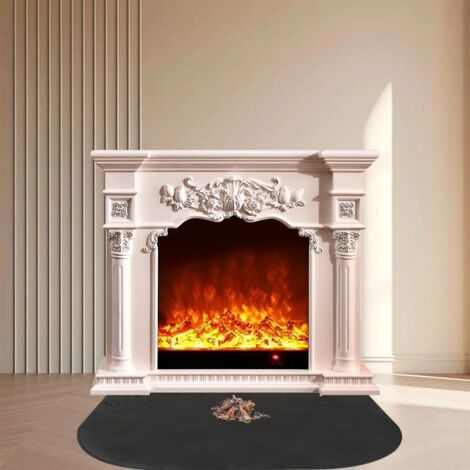 Tapis de Cheminée Ignifuge, 50 x 100cm Tapis Ignifuge,Tapi de Foyer, Tapi De Protection Anti Feu, Tapi-cheminée Anti feu, Protège Les sols des étincelles, braises (Noir) (1/5)