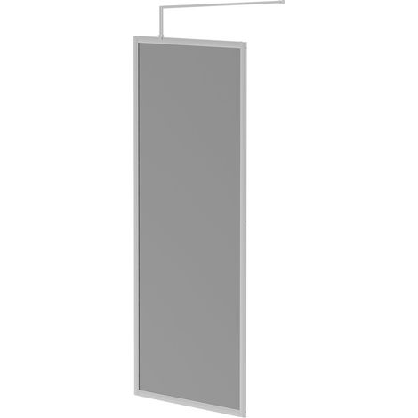 Pacco 8mm Smoked Glass Polished Chrome 1950mm x 800mm Fully Framed Walk In Shower Screen including Wall Channel and Support Bar (1/5)
