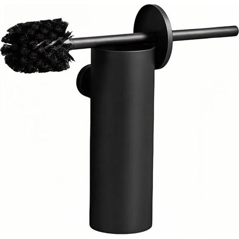 Brosse WC - Acier inoxydable - Suspendable - Amovible - Peut être placée indépendamment - Vis incluses - 36 x 7,5 x 20,5 cm - Noir (1/5)