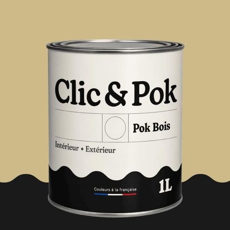 Peinture Bois Extérieur – POK BOIS - 1L - RAL 1000 - Beige vert- Résistante aux intempéries - Ne s'écaille pas (1/4)